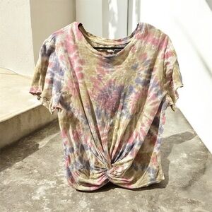Greats Tie-Dye Knotted Short Sleeve Top